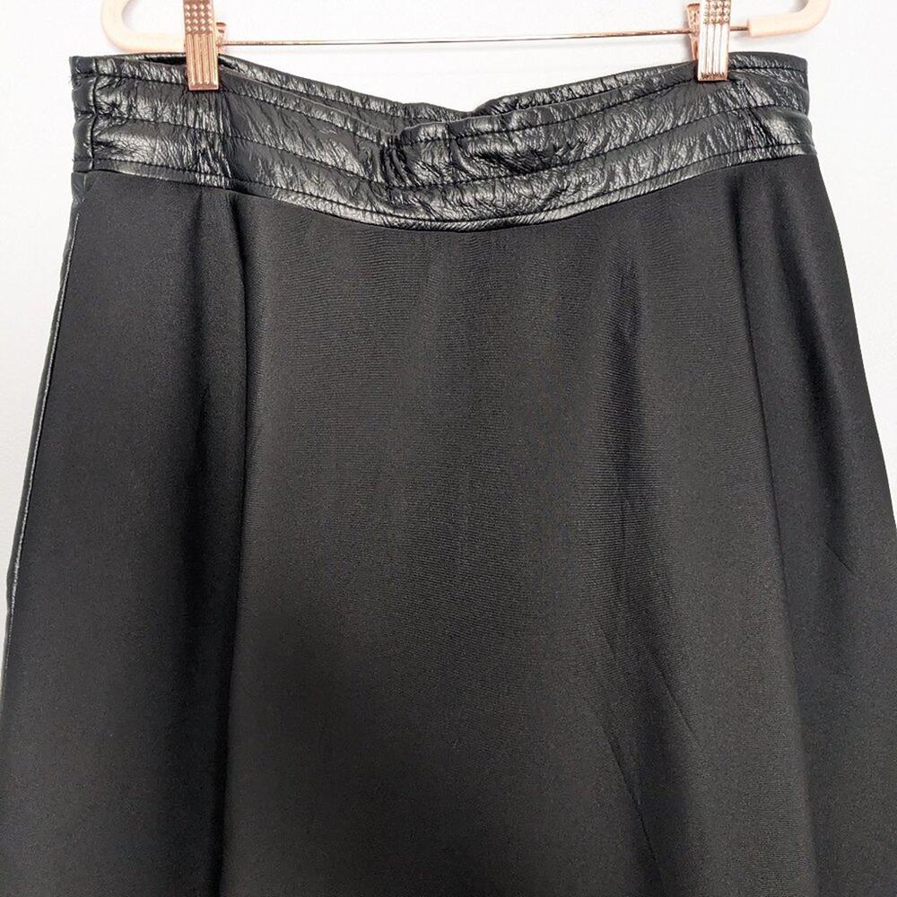 Nuuts Black Faux Leather Neoprene Maxi Skirt Zip Pockets Y2K Goth Club Kid 2XL - Picture 9 of 9